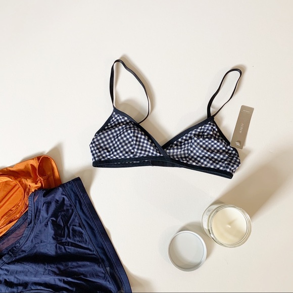 J. Crew Other - J.Crew French Bralette in Navy Gingham Microfiber